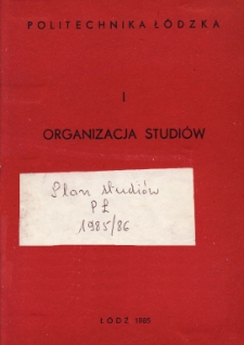 Plan studiów na rok akademicki 1985/86