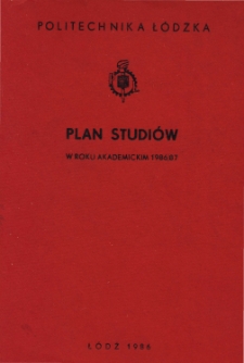Plan studiów na rok akademicki 1986/87