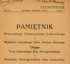 Pamiętnik Wileńskiego Towarzystwa Lekarskiego R. IV, 1928 zeszyt VI