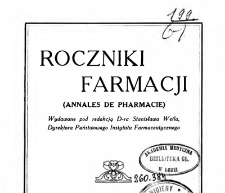 Roczniki Farmacji, R.I, z.1 (1922)