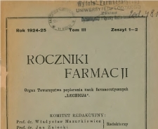 Roczniki Farmacji, R.III, z.1-2 (1924-1925)