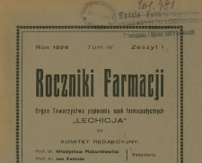 Roczniki Farmacji, R.IV, z.1 (1926)