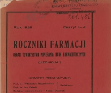 Roczniki Farmacji, R.VI, z.1-4 (1928)