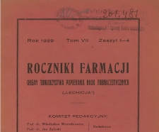Roczniki Farmacji, R.VII, z.1-4 (1929)