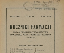 Roczniki Farmacji, R.IX, z.3 (1931)