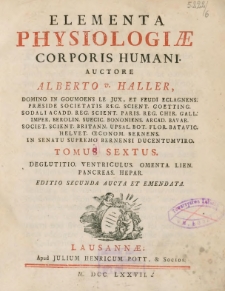 Elementa Physiologiae Corporis Humani. T. 6