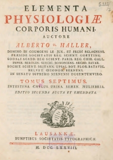 Elementa Physiologiae Corporis Humani. T. 7