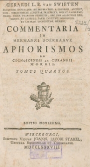 Commentaria in Hermanni Boerhaave Aphorismos, de cognoscendis et curandis morbis. T.4