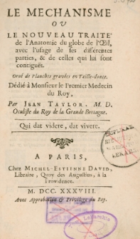 Le Mechanisme ou Le nouveau traite de L' Anatomie