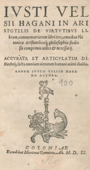 Ivsti vel sii hagani in ari stotelis de virtvtibvs L. 1