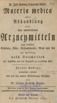 Materia medica ober Ubhandlung von den auserlefanen Urznepmitteln