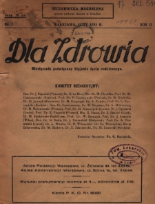 Dla Zdrowia: miesięcznik poświęcony higjenie życia codziennego, R.II, z. 2 (1935)