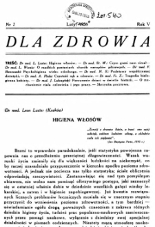 Dla Zdrowia: miesięcznik poświęcony higjenie życia codziennego, R.V, z. 2 (1938)