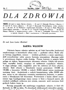 Dla Zdrowia: miesięcznik poświęcony higjenie życia codziennego, R.V, z. 3 (1938)