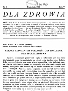 Dla Zdrowia: miesięcznik poświęcony higjenie życia codziennego, R.V, z. 4 (1938)