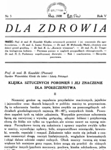 Dla Zdrowia: miesięcznik poświęcony higjenie życia codziennego, R.V, z. 5 (1938)