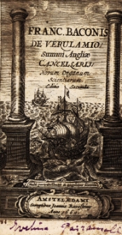 De verulamio summi angliae cancel saris scientiarum. Edito Secunda
