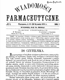 Wiadomości Farmaceutyczne R.I, z.1 (1874)