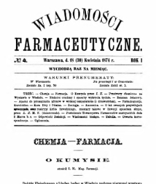 Wiadomości Farmaceutyczne R.I, z.4 (1874)