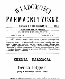 Wiadomości Farmaceutyczne R.I, z.8 (1874)