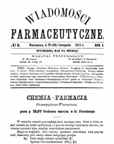 Wiadomości Farmaceutyczne R.I, z.11 (1874)