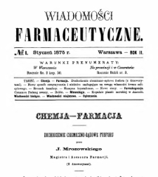 Wiadomości Farmaceutyczne R.II, z.1 (1875)