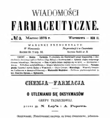 Wiadomości Farmaceutyczne R.II, z.3 (1875)