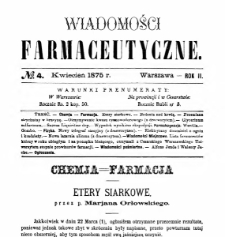 Wiadomości Farmaceutyczne R.II, z.4 (1875)