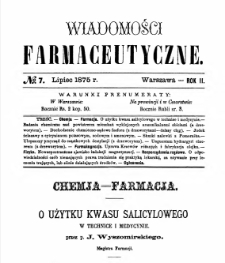 Wiadomości Farmaceutyczne R.II, z.7 (1875)