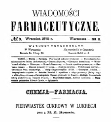 Wiadomości Farmaceutyczne R.II, z.9 (1875)