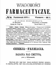 Wiadomości Farmaceutyczne R.II, z.10 (1875)
