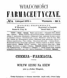 Wiadomości Farmaceutyczne R.II, z.11 (1875)