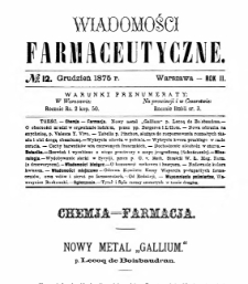 Wiadomości Farmaceutyczne R.II, z.12 (1875)