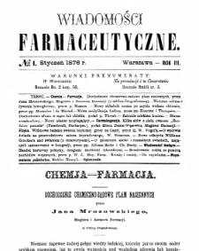 Wiadomości Farmaceutyczne R.III, z.1 (1876)