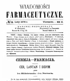 Wiadomości Farmaceutyczne R.III, z.2 (1876)