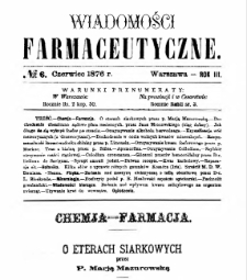 Wiadomości Farmaceutyczne R.III, z.6 (1876)