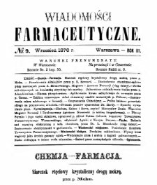 Wiadomości Farmaceutyczne R.III, z.9 (1876)