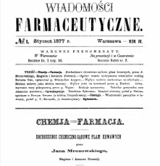 Wiadomości Farmaceutyczne R.IV, z.1 (1877)