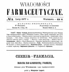 Wiadomości Farmaceutyczne R.IV, z.2 (1877)