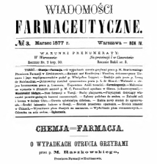 Wiadomości Farmaceutyczne R.IV, z.3 (1877)