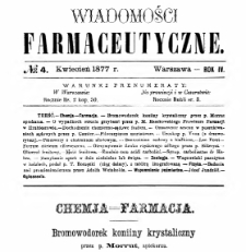 Wiadomości Farmaceutyczne R.IV, z.4 (1877)