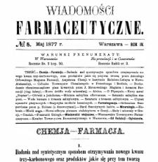 Wiadomości Farmaceutyczne R.IV, z.5 (1877)