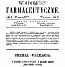 Wiadomości Farmaceutyczne R.IV, z.9 (1877)