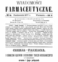 Wiadomości Farmaceutyczne R.IV, z.10 (1877)