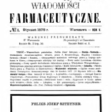 Wiadomości Farmaceutyczne R.V, z.1 (1878)