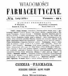 Wiadomości Farmaceutyczne R.V, z.2 (1878)