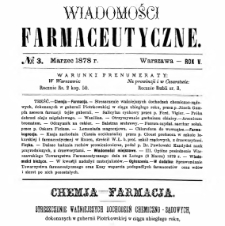 Wiadomości Farmaceutyczne R.V, z.3 (1878)
