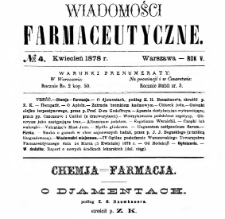 Wiadomości Farmaceutyczne R.V, z.4 (1878)