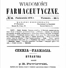 Wiadomości Farmaceutyczne R.V, z.10 (1878)