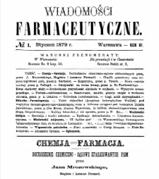 Wiadomości Farmaceutyczne R.VI, z.1 (1879)